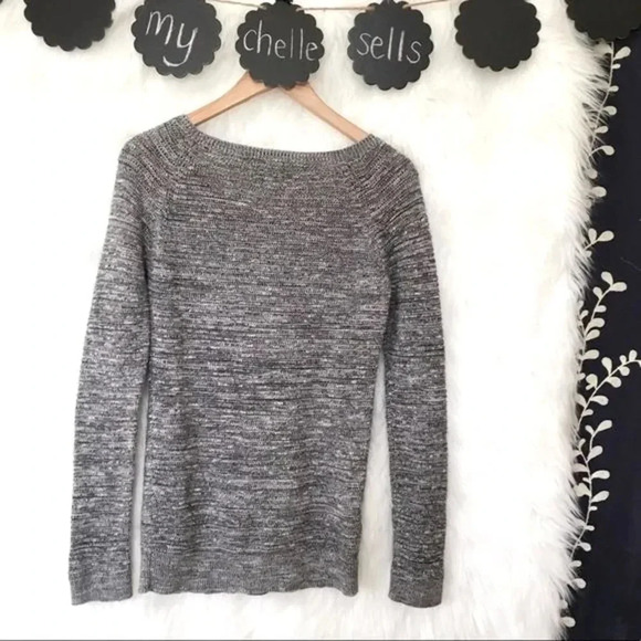 LOFT Crew Neck‎ Gray Marled Cotton Sweater - Picture 2 of 4